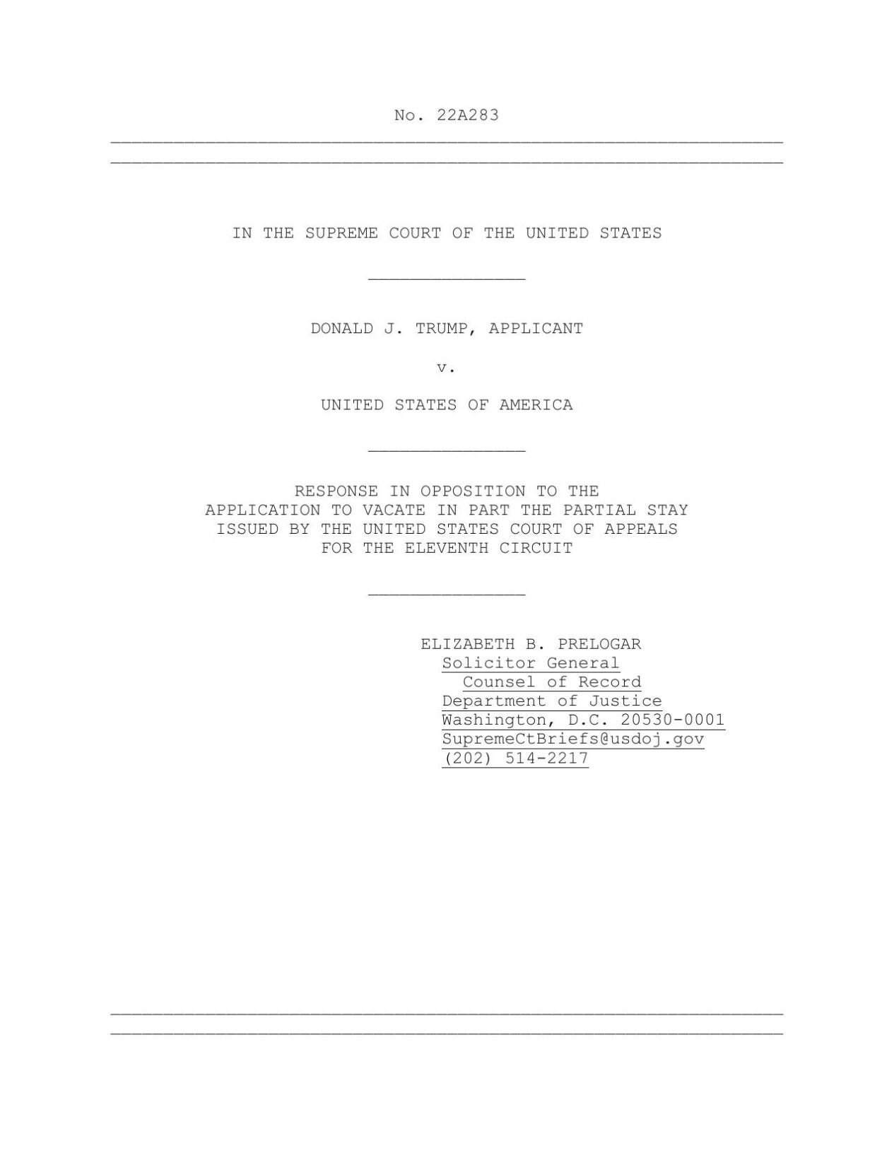 Justice Dept. response to Mar-a-Lago special master