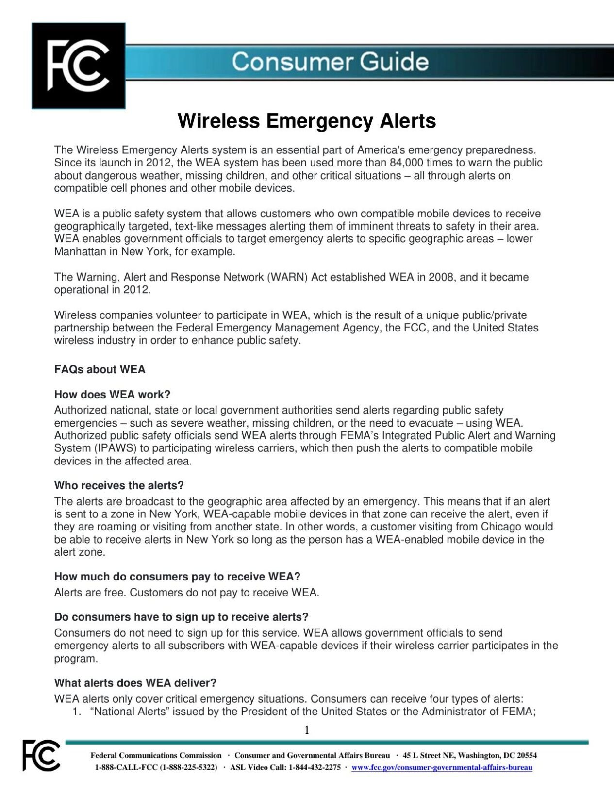 Wireless Emergency Alert