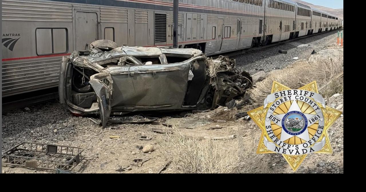 Driver injured after train strikes car stuck on tracks near Tahoe Reno ...