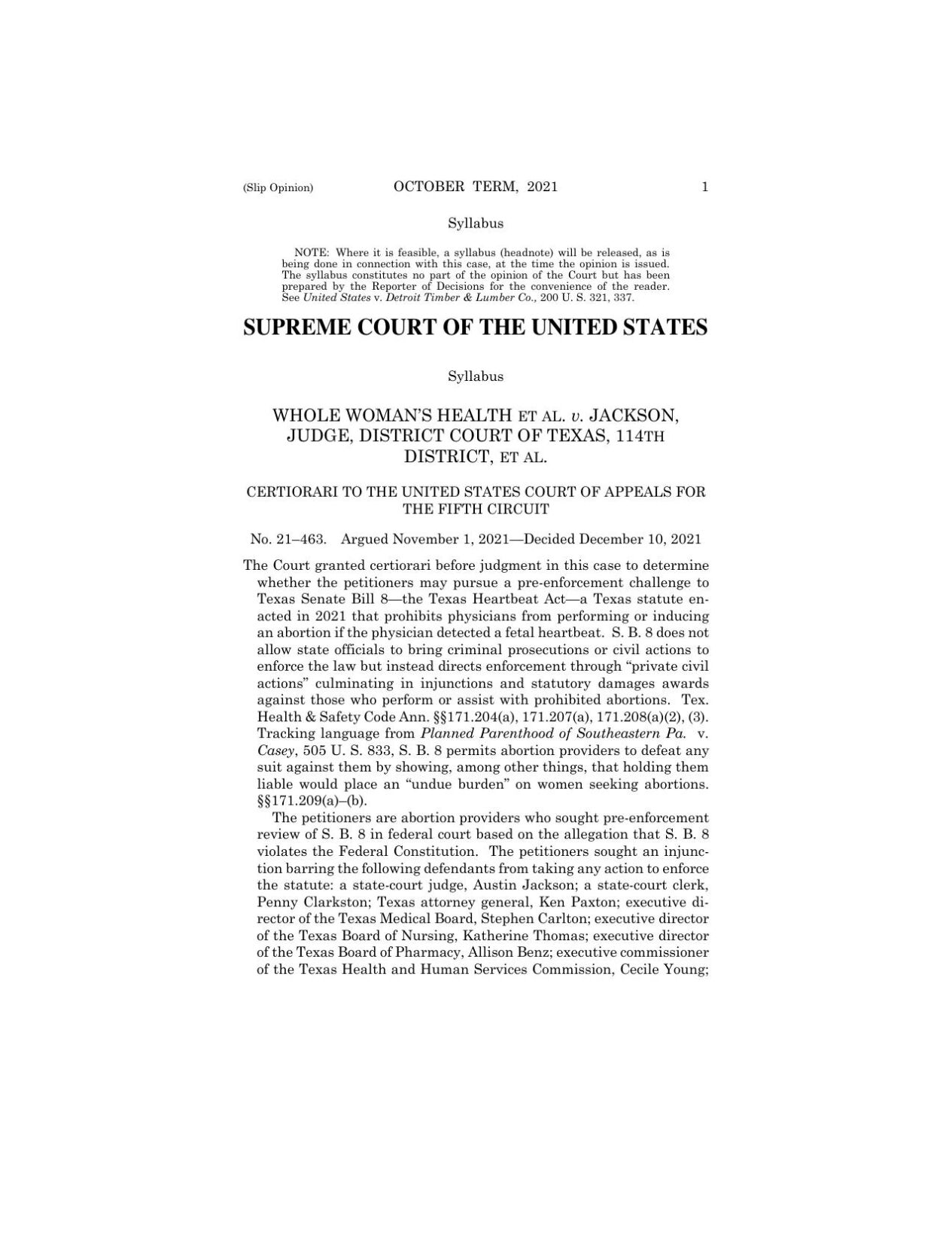 Supreme Court Texas Abortion Ban Decision