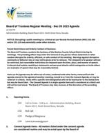 WCSD board agenda, December 9