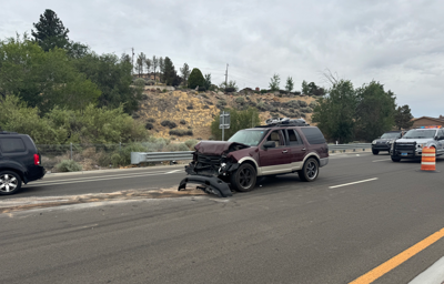 Smashed SUV on Pyramid Way