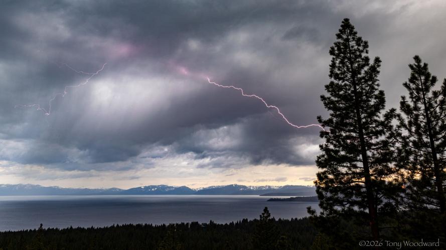 Lightning strike over Tahoe near Crystal Point