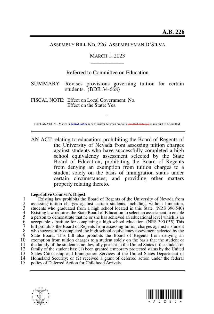 Assembly bill would help DACA recipients with tuition rates