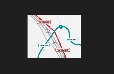 Extended Closure of U.S 395 Parr/Dandini Boulevard Ramps