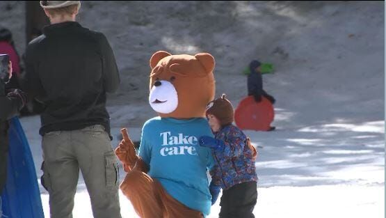 'Take Care Bear' Keeps Eye on Spooner Sled Hill Over Holiday Weekend