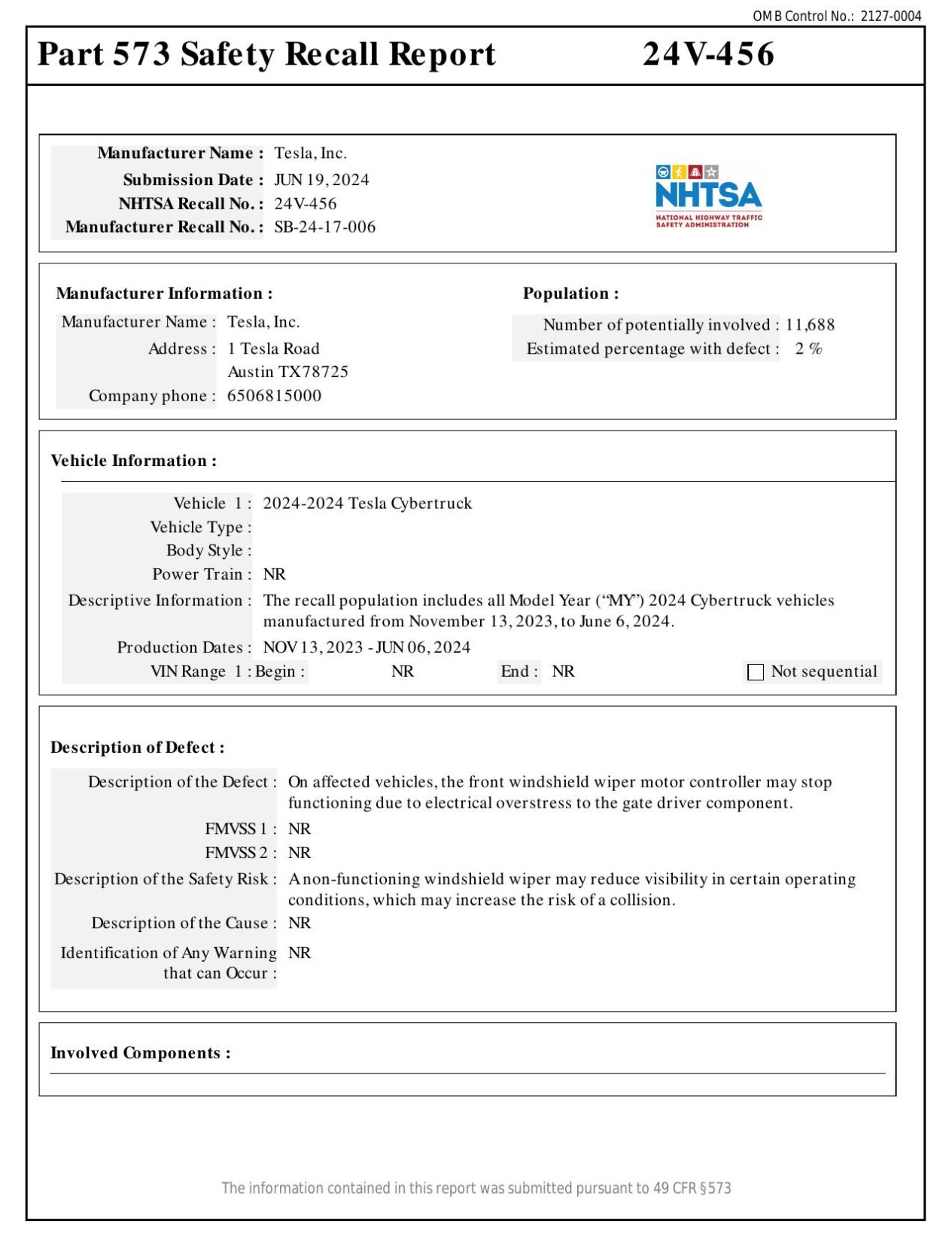 Recall Documents - Windshield Wiper Motors