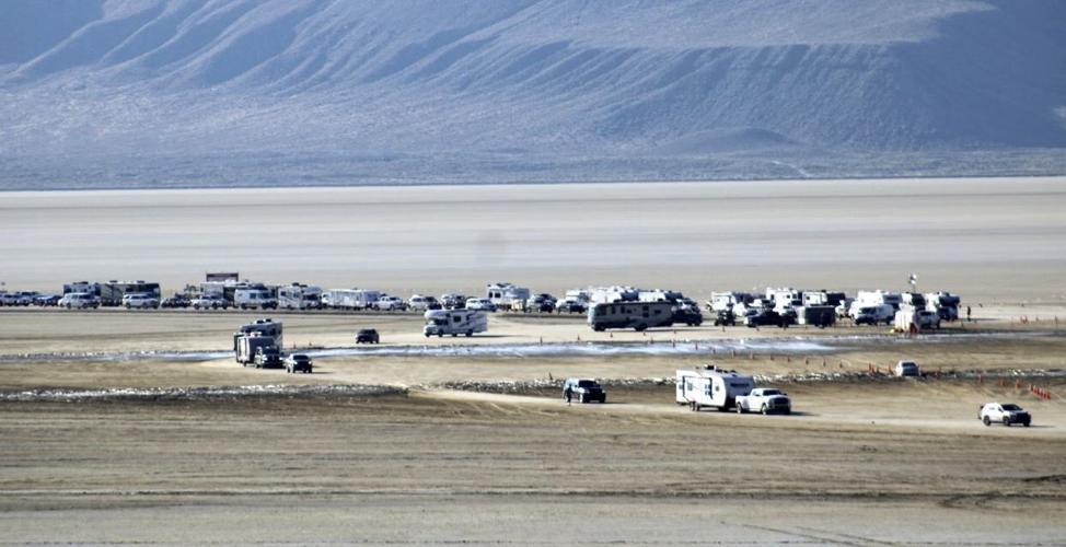 Burning Man attendees leaving