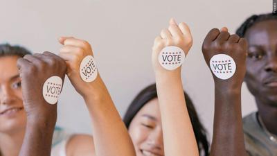 People with Vote Stickers