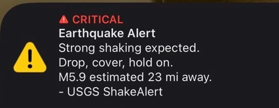 USGS phone alert