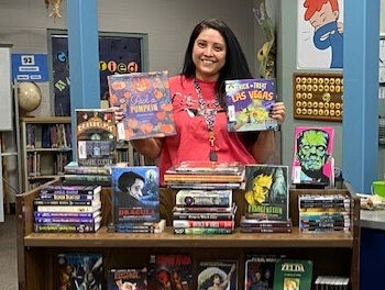 Rhiannon Moffat, library technician at Fremont Elementary School