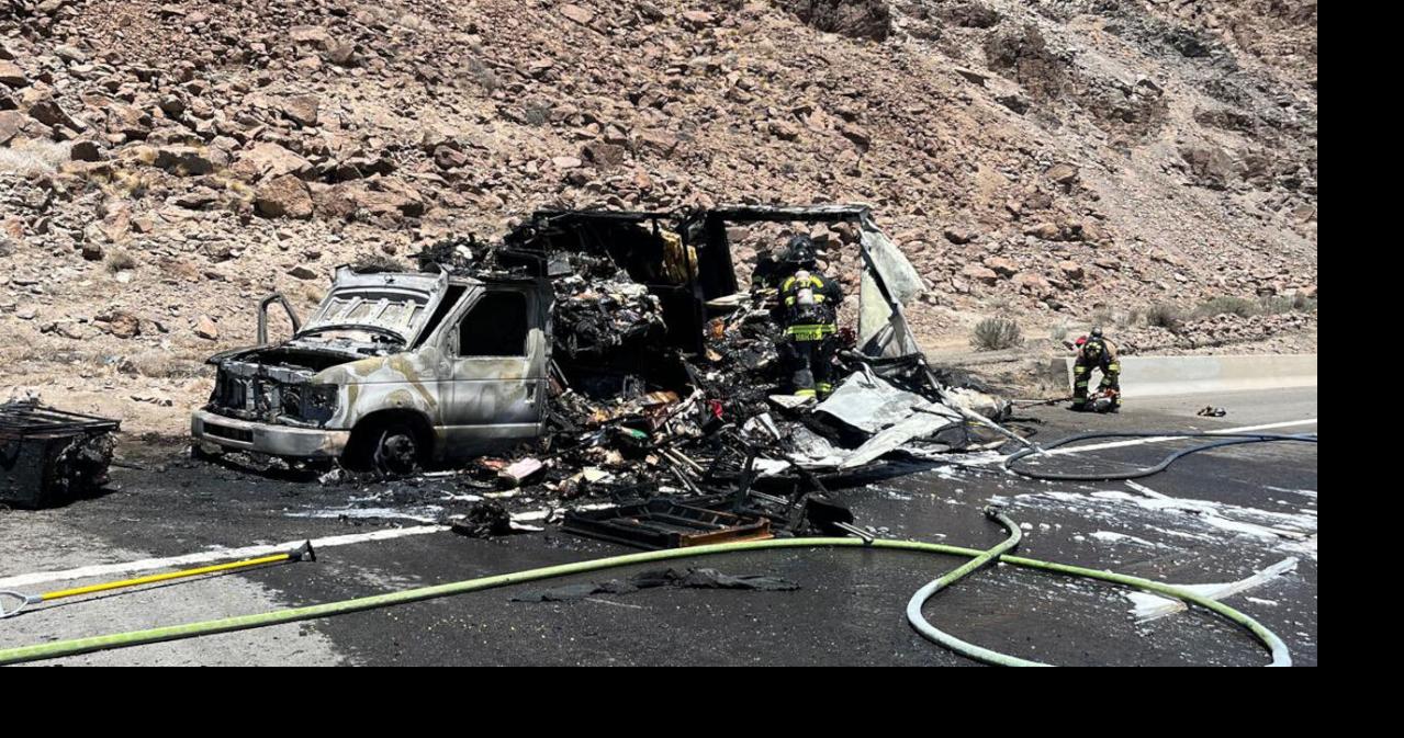 Van fire delays traffic on westbound I-80 between USA Parkway and ...