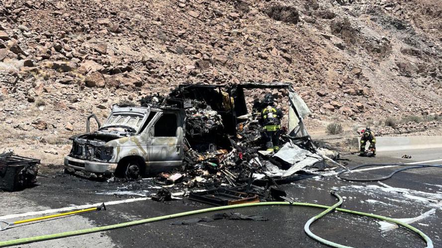Van fire I-80 1