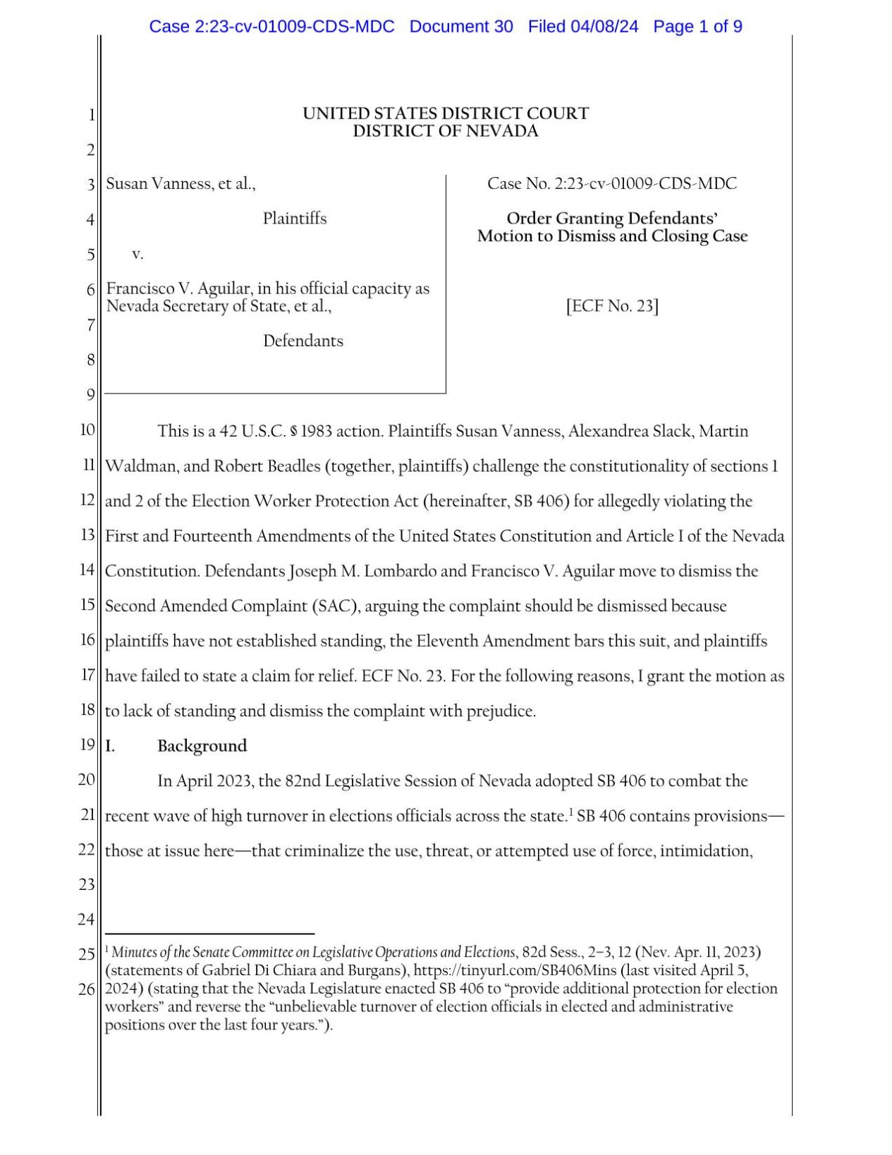 Election Worker Protection Lawsuit