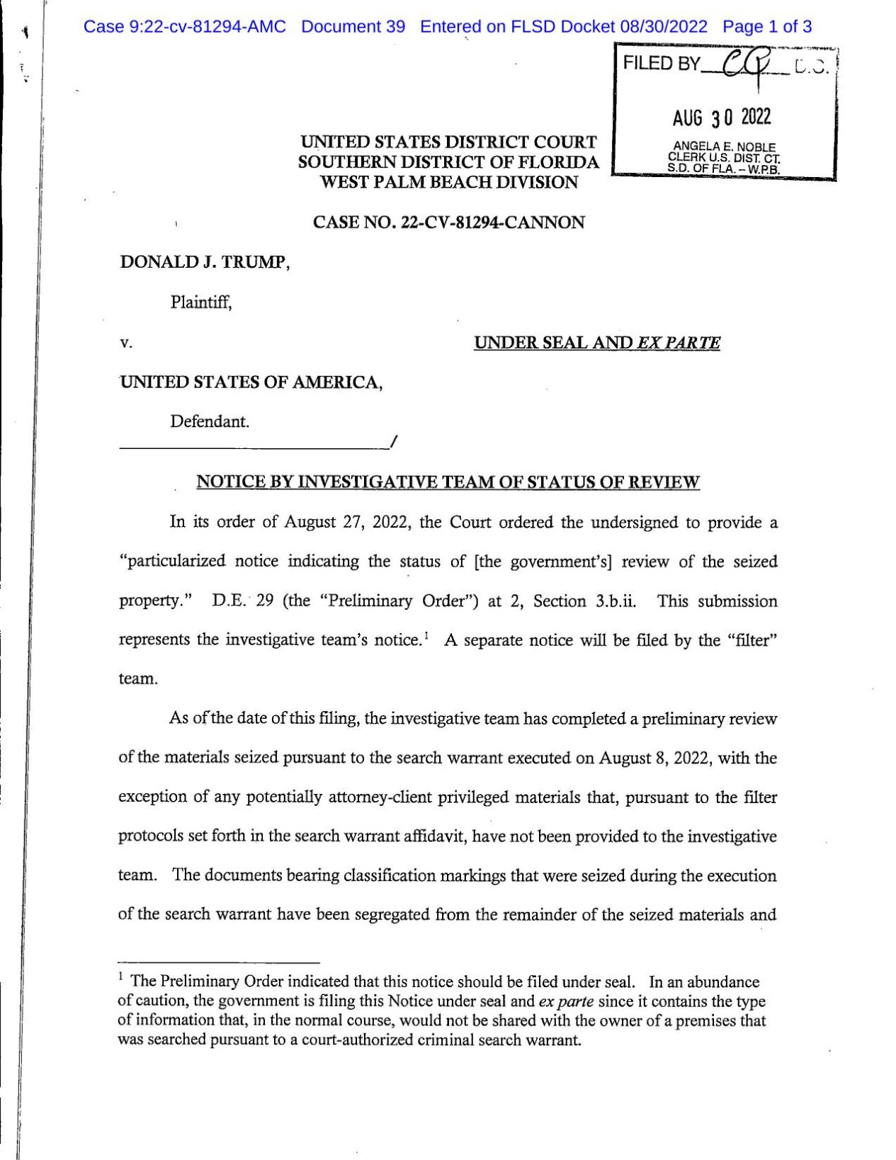 DOJ Mar-a-Lago Search List