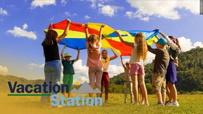 Kids Playing w/ Vacation Station Logo