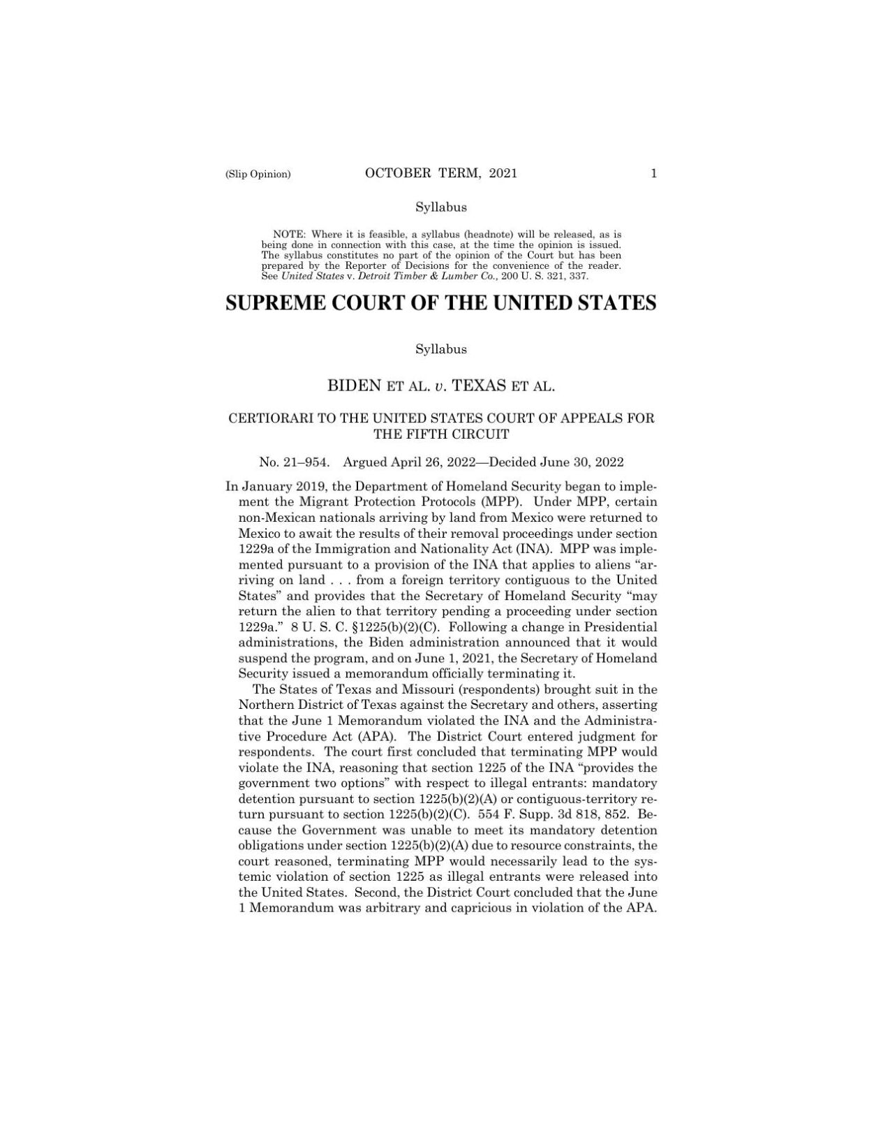 SCOTUS Remain in Mexico policy