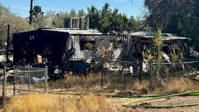 Burnt mobile home in Sun Valley