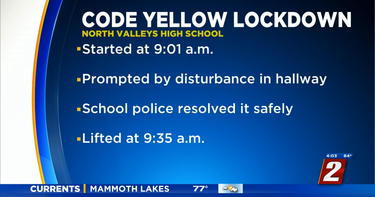 Code Yellow Lockdown at North Valleys High School News
