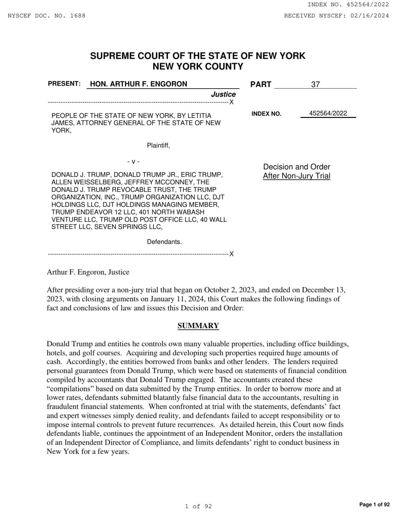 Civil Fraud trial verdict