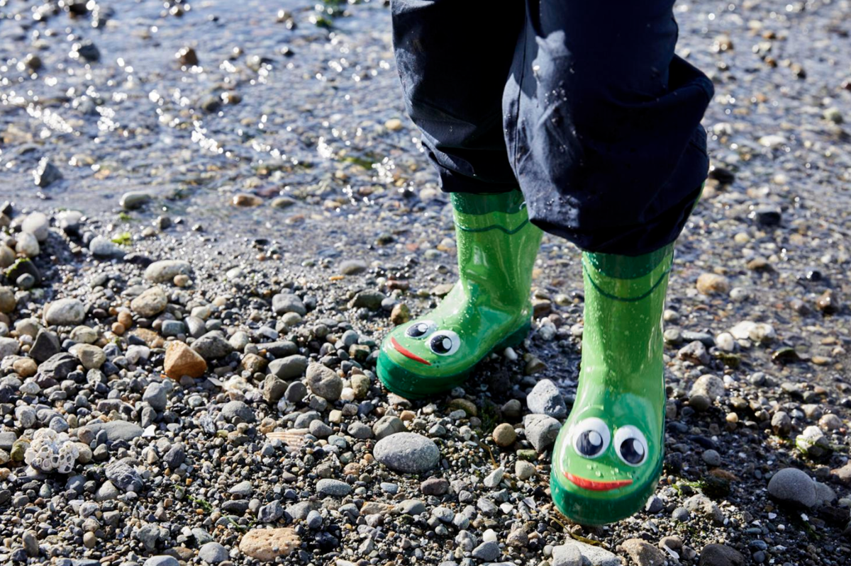 Green frog cheap rain boots
