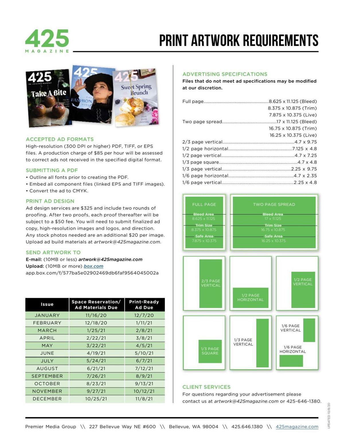 Print Artwork Requirements | | 425magazine.com