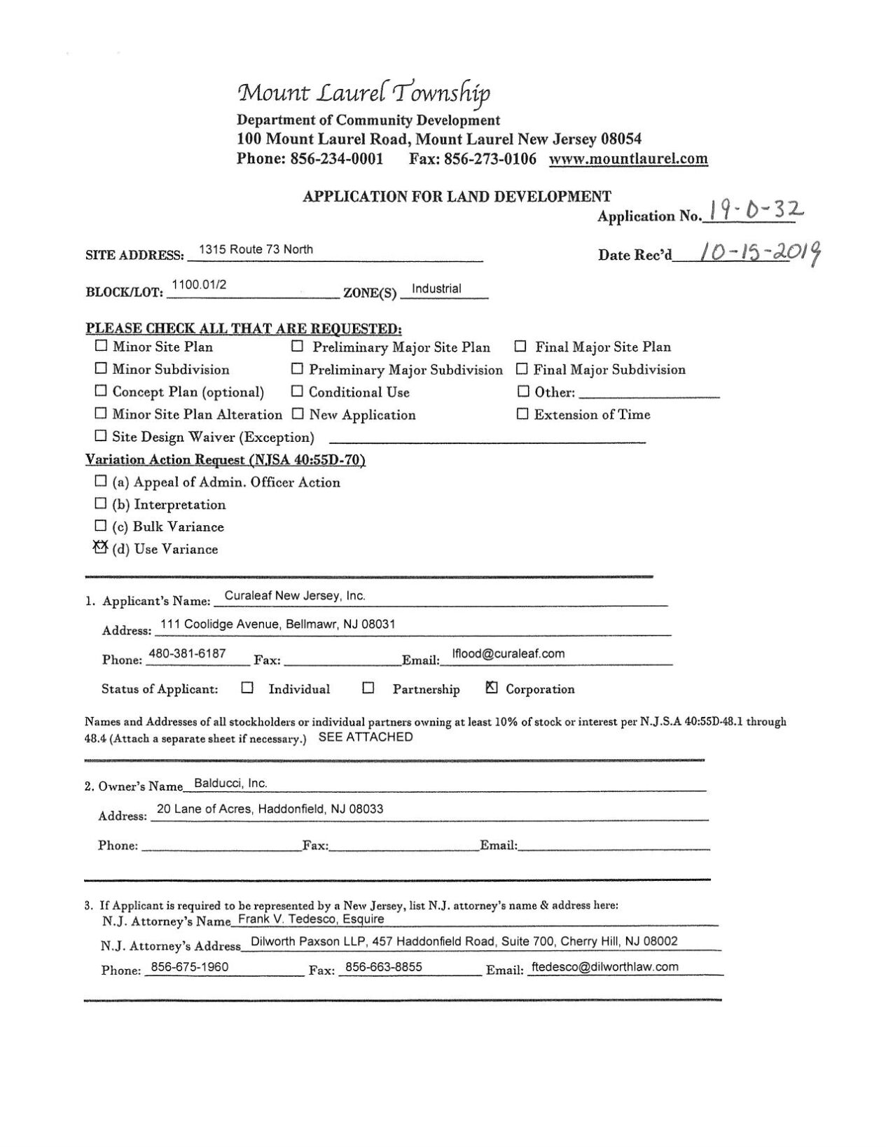CURALEAF ZONING APPLICATION
