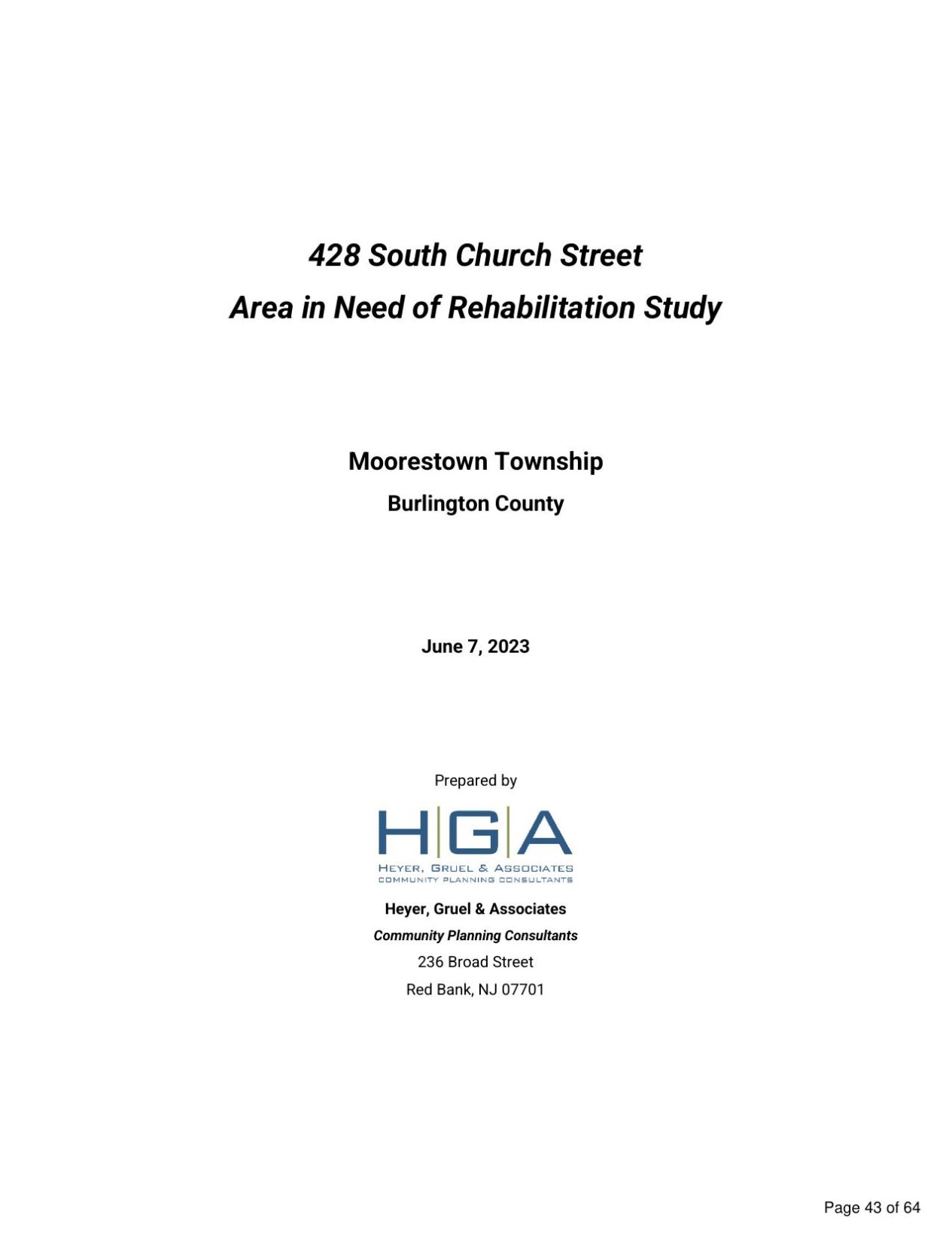 428 SOUTH CHURCH STREET STUDY