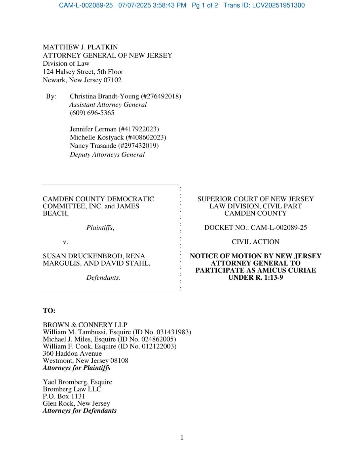 State Attorney General's motion (July 7, 2025)