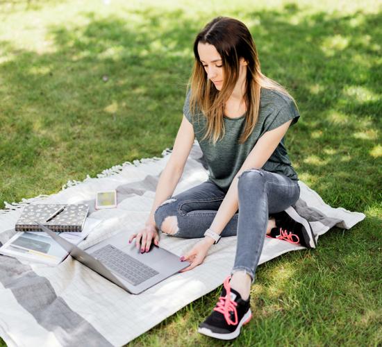 college student in park