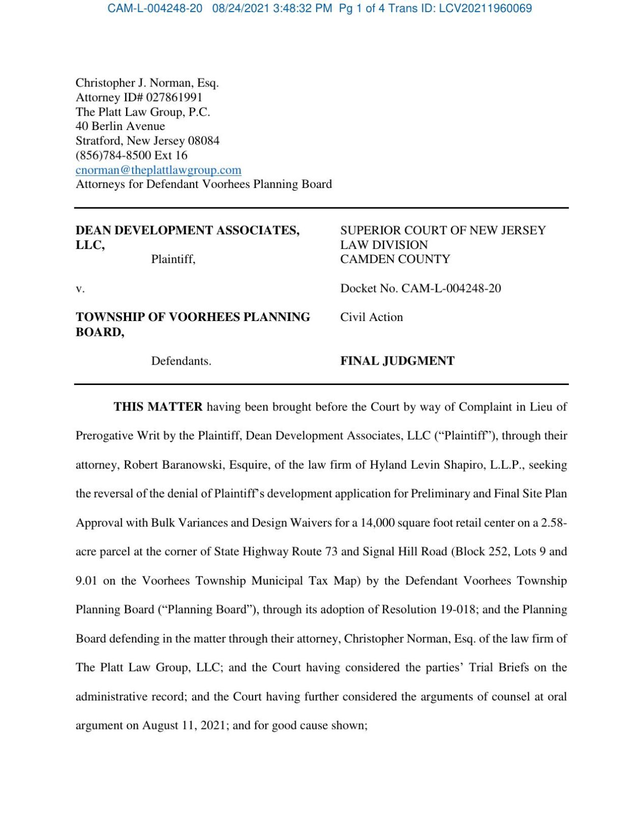 Court order approving application