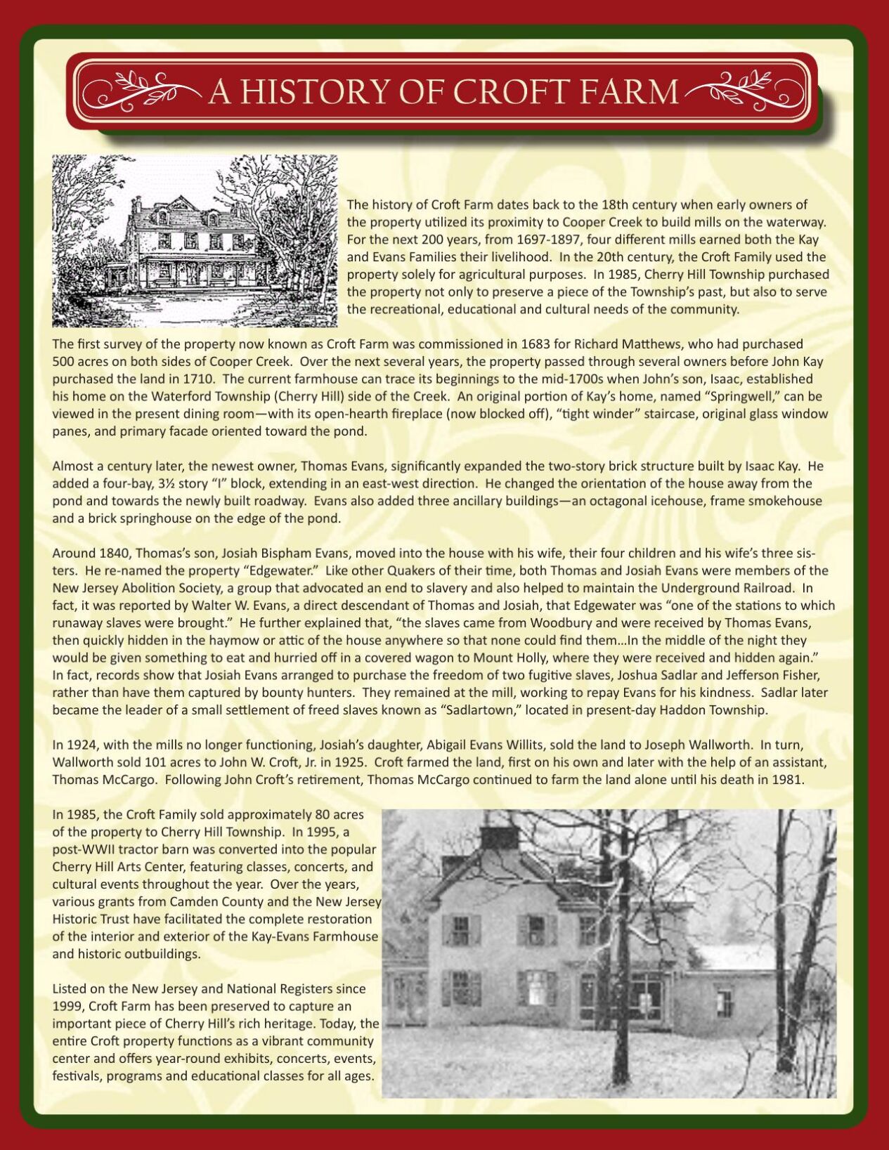 History of Croft Farm, Cherry Hill