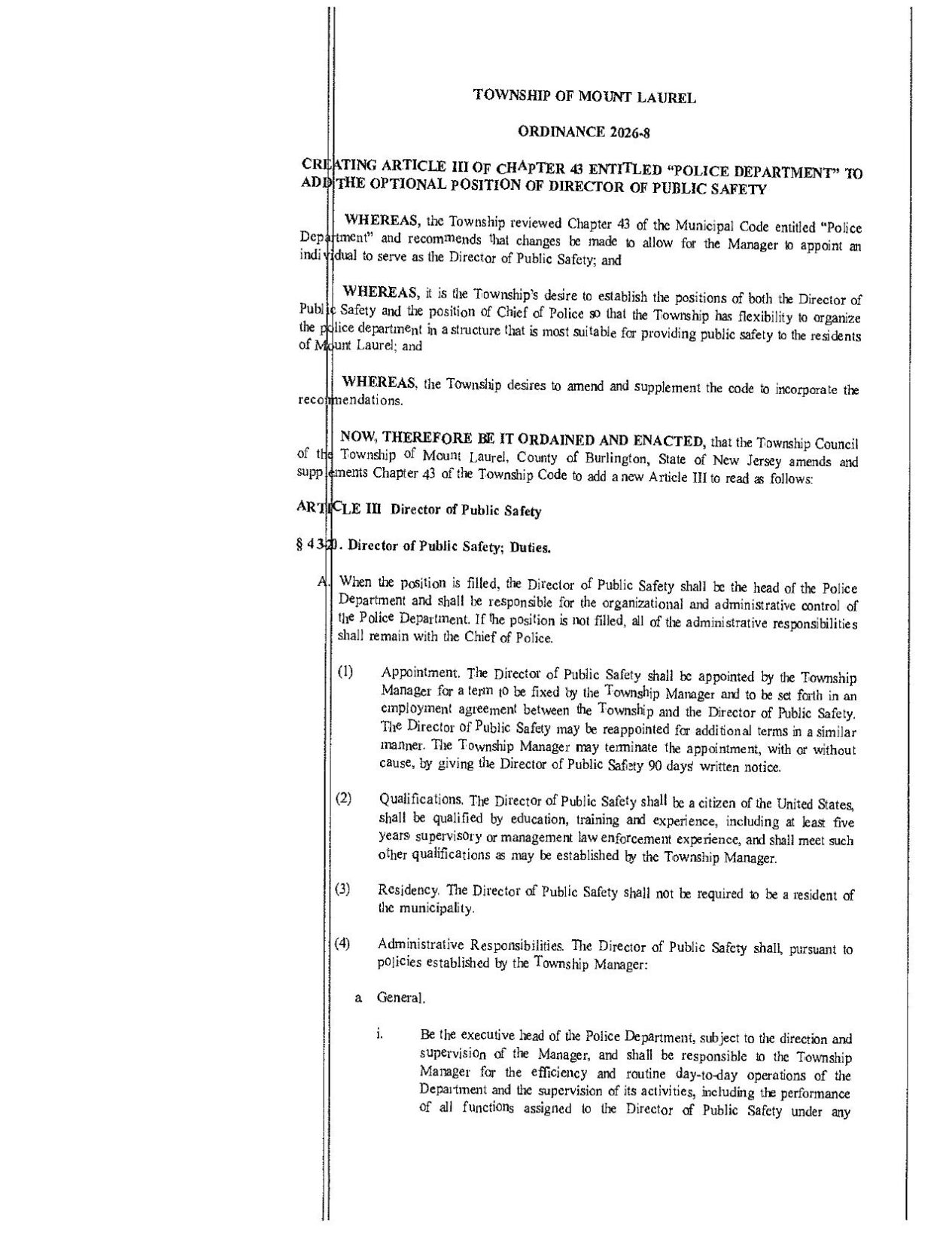 Read the full Public Safety Director ordinance