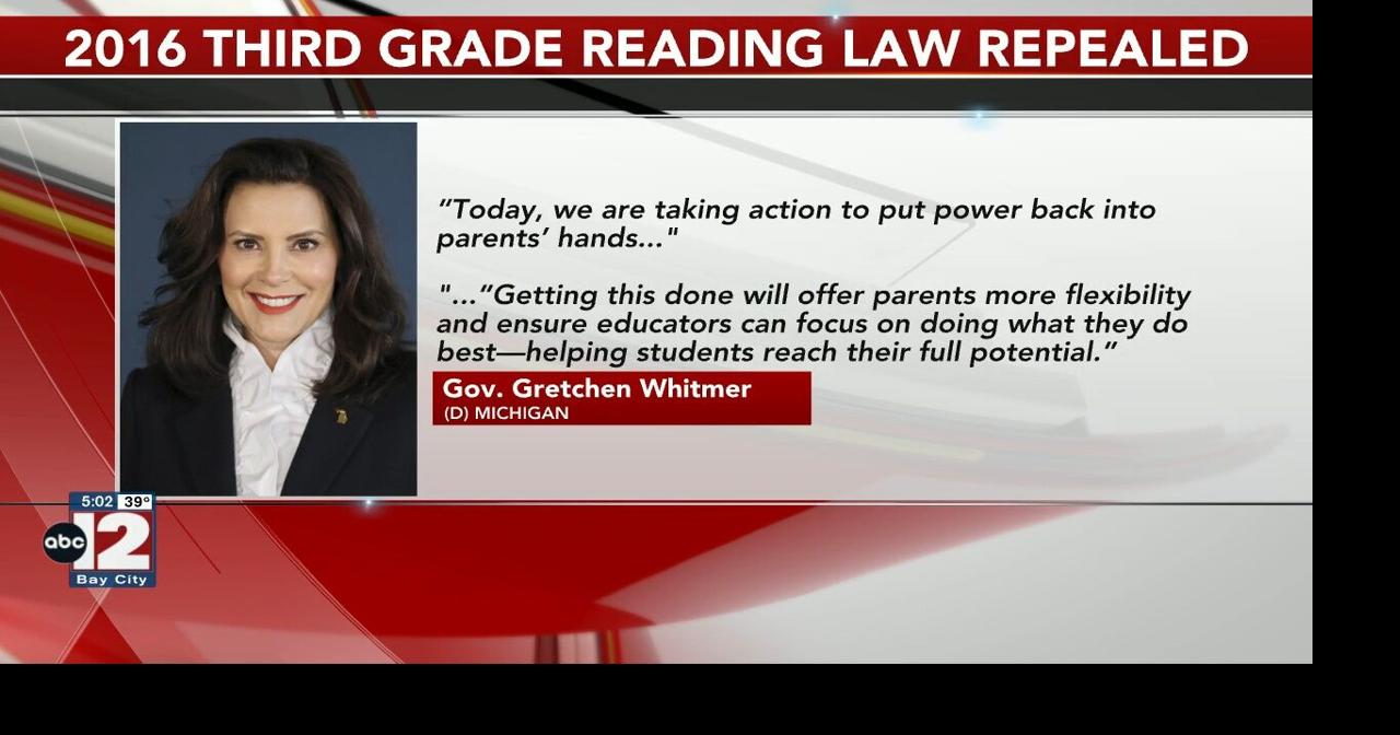 Whitmer signs repeal of Michigan's 'Read by Grade Three' law ...