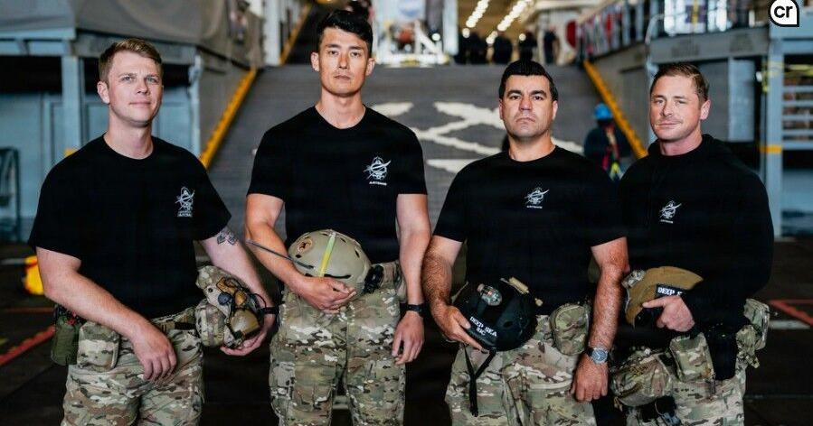U.S. Navy corpsman from Alpena waiting to greet Artemis II crew