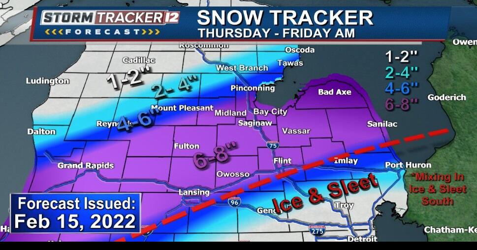 Complicated winter storm bringing ice, snow, sleet and rain to MidMichigan Weather