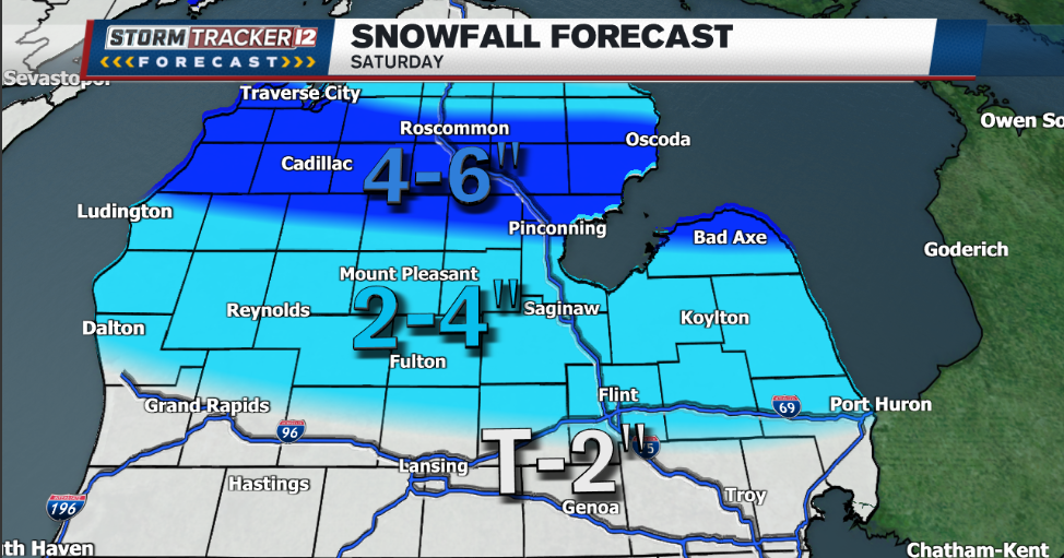 Up to 6 inches of snow possible in northern part of Mid-Michigan ...