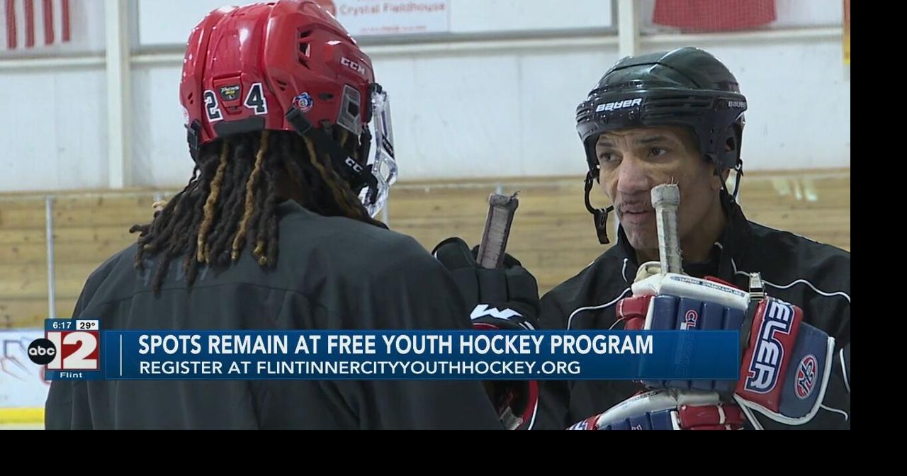 A Grand Blanc High School varsity hockey player pays homage to Flint's