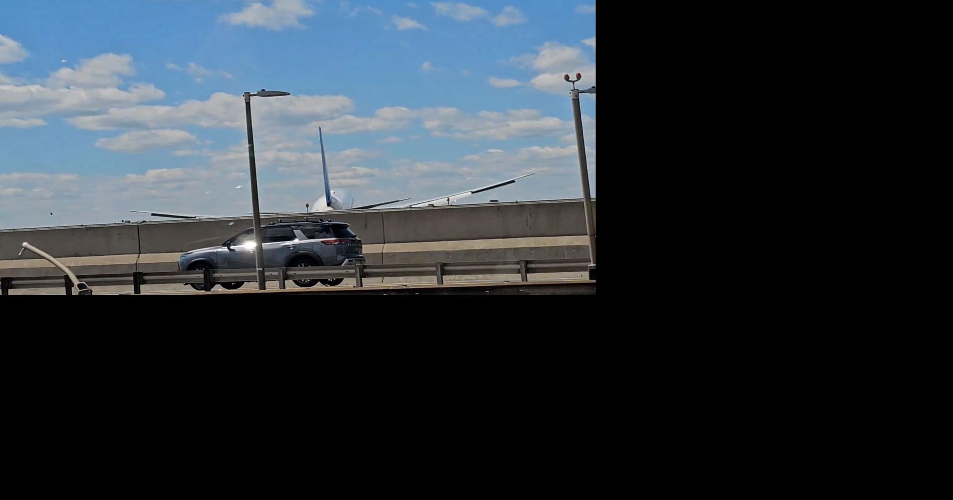 United flight hits truck and light pole as it lands at Newark airport