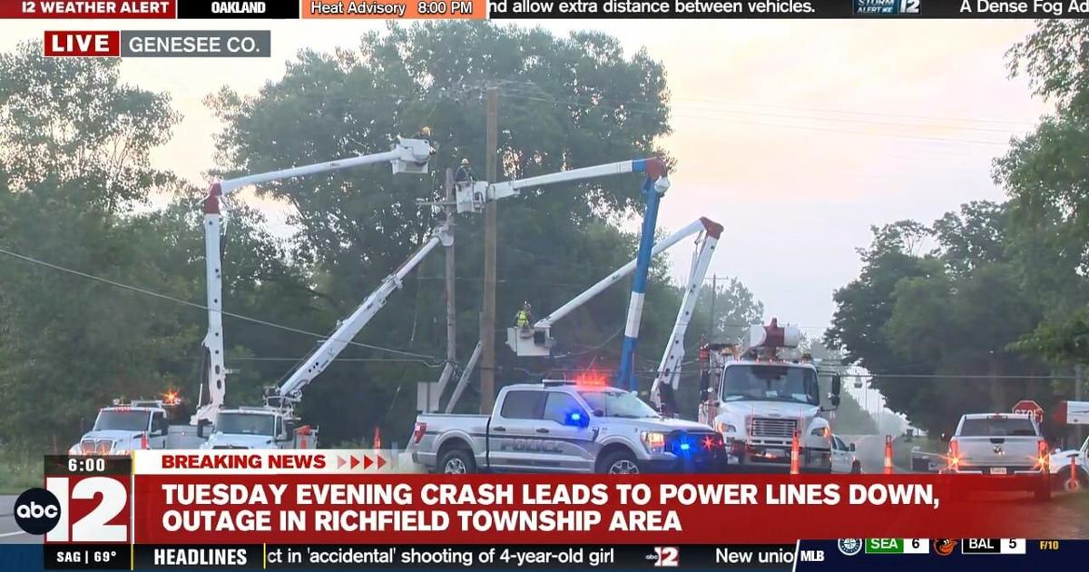 Crash takes down powerlines in Richfield Twp. causing outage