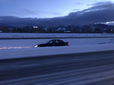 Traffic down to one lane near exit 305 outside of Bozeman