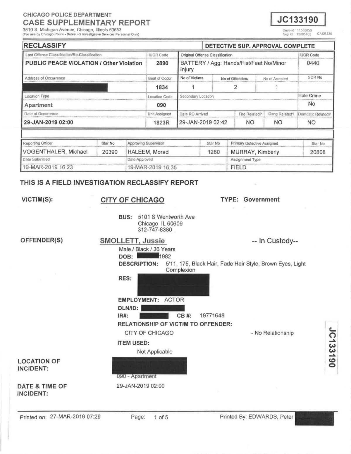 Chicago Police Department releases entire Jussie Smollett case file online | Regional ...1200 x 1554