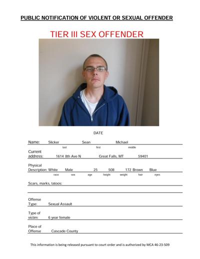 Tier Iii Sex Offender Living In Great Falls News 2240