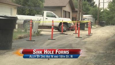Sink Hole Opens Up After Recent Construction On Sewers