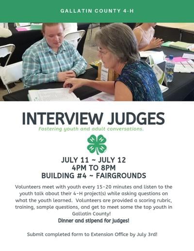 The Gallatin County 4-H is looking for judges for the Big Sky Country State Fair
