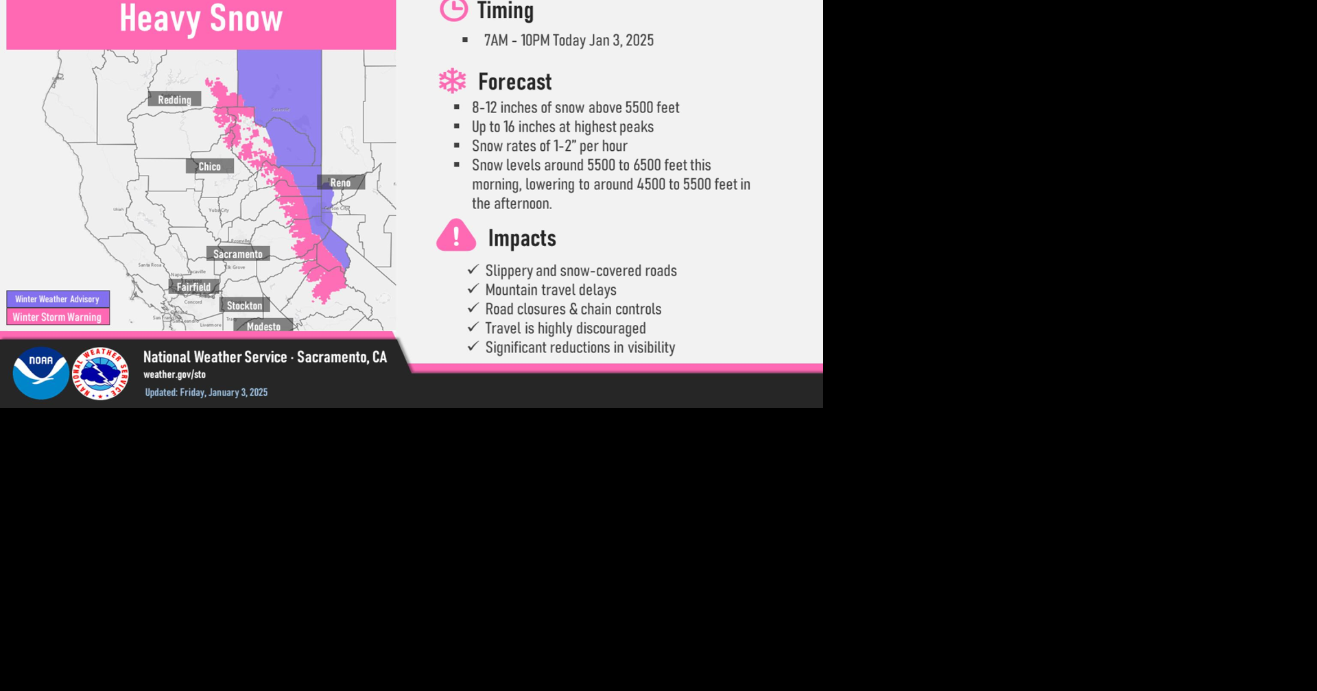 Winter Storm Warning Issued for Northern Sierra Nevada and Western ...