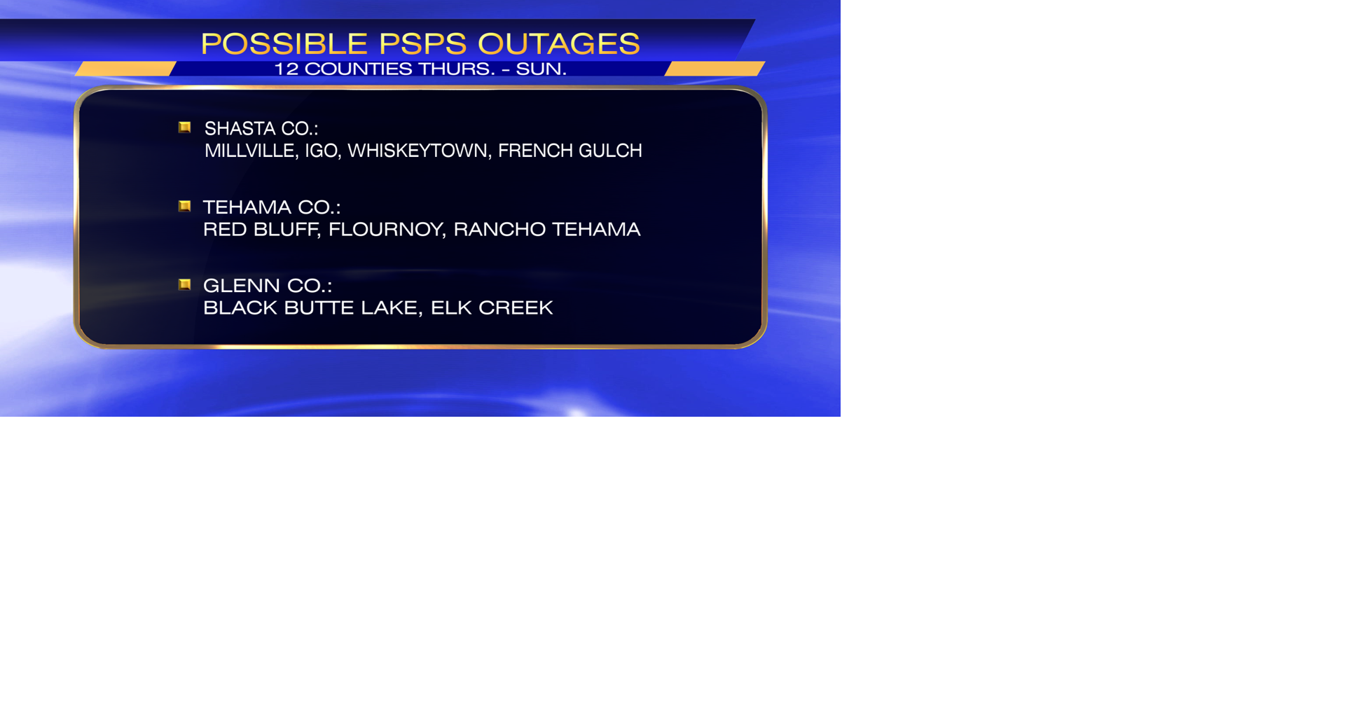 Public Safety Power Shutoffs possible for parts of Northern California ...
