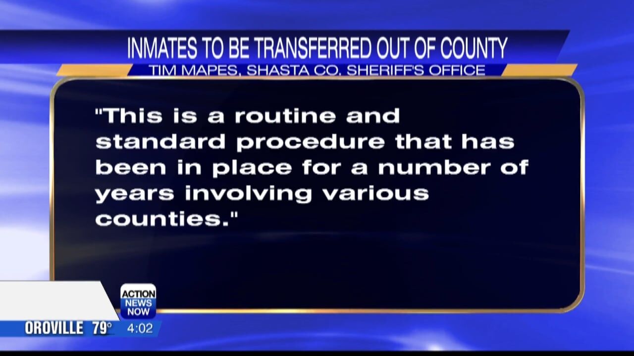 Shasta County to start sending some inmates from jail to Solano County,  will cover all transportation fees