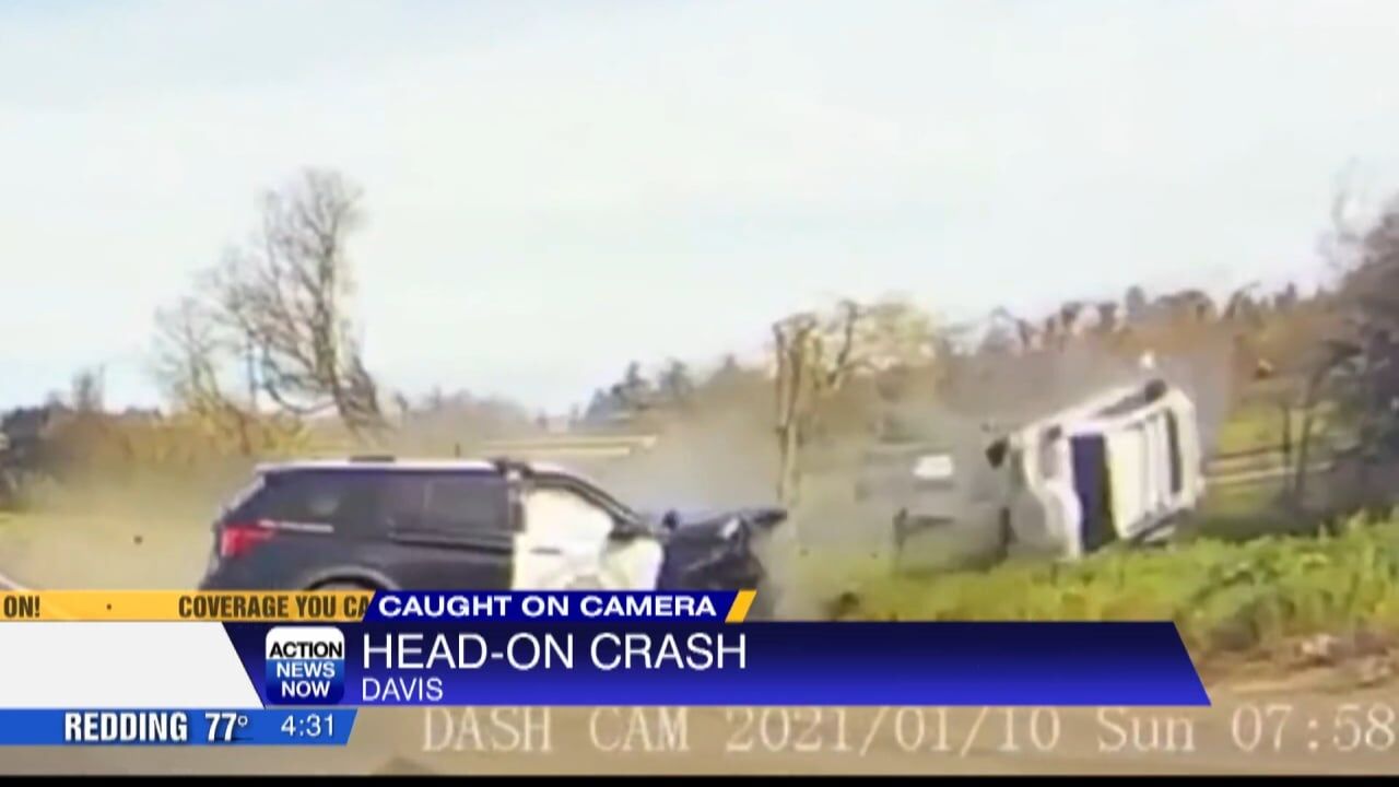 Head-on crash in Davis caught on camera