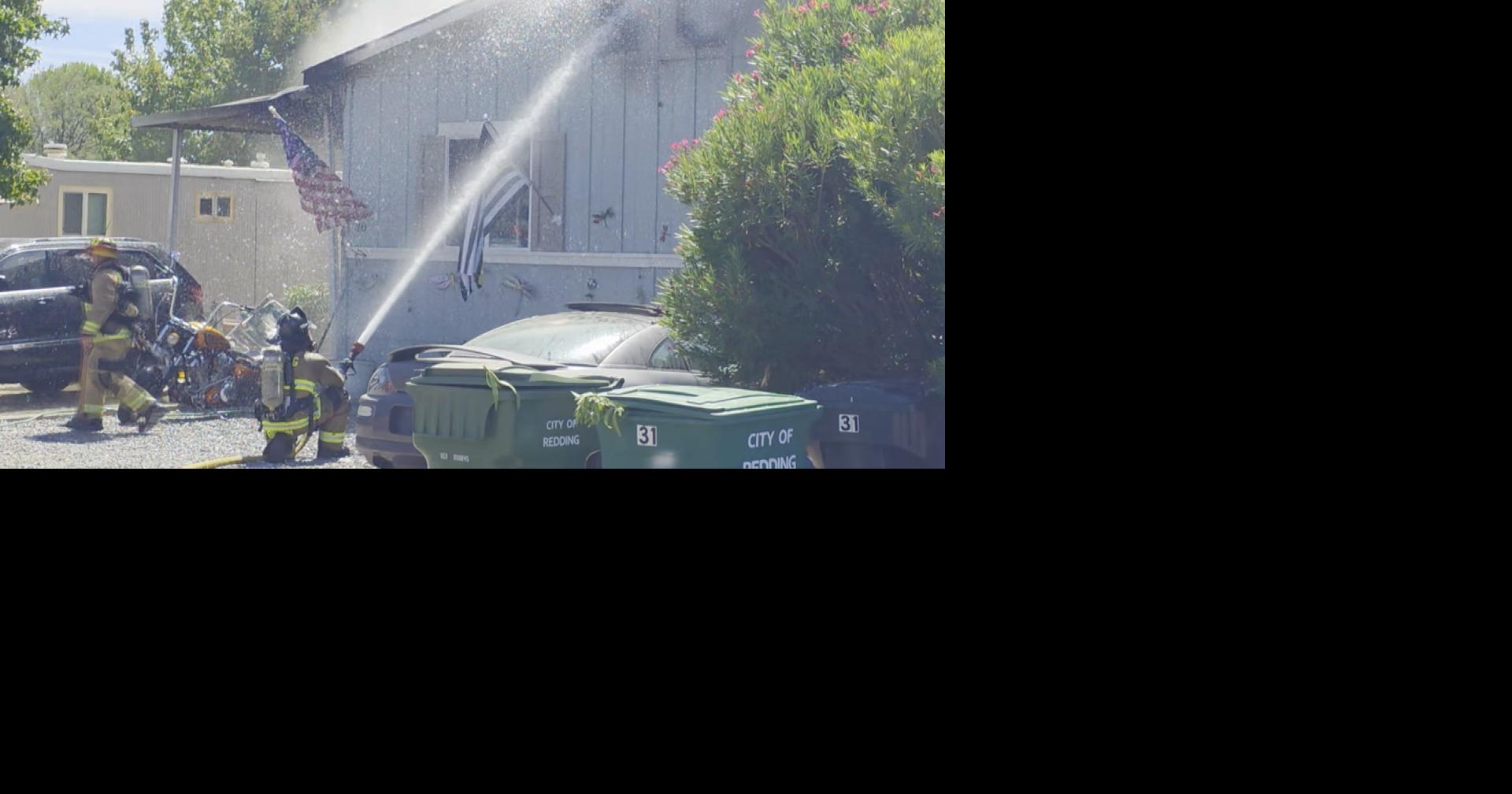 Fire engulfs mobile home at Redding Hilltop Estates